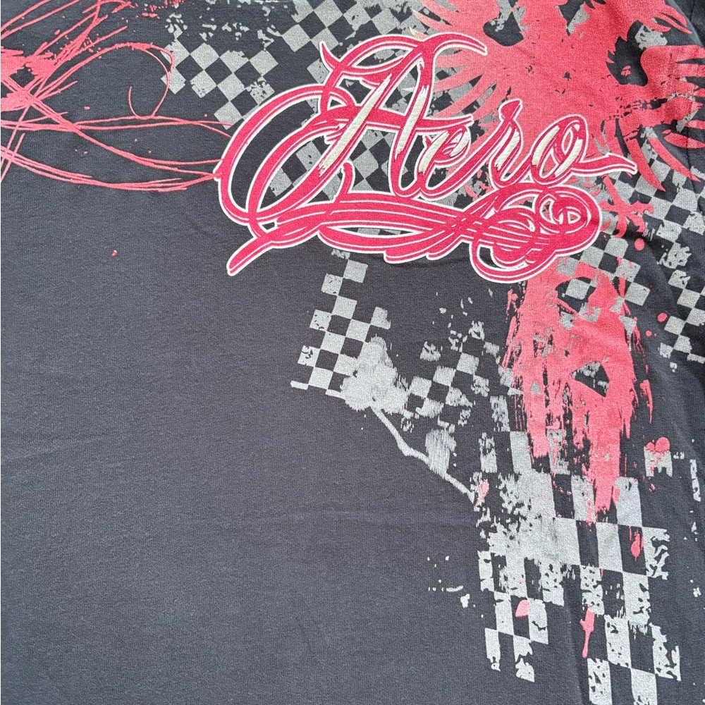 NWT Aeropostale Men's Crew Neck Black & Red Graphic Long Sleeve Shirt - Picture 3 of 6